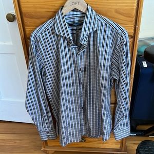 Zachary Prell Men’s Dress Shirt (purple with brown and black stripes)